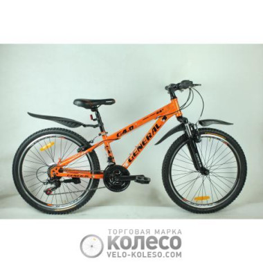 Велосипед 24" GENERAL 4,0 STEEL (21 sp) рама 13" чорно-жовтогарячий Велосипед 24" GENERAL 4,0 STEEL (21 sp) рама 13" чорно-жовтогарячий