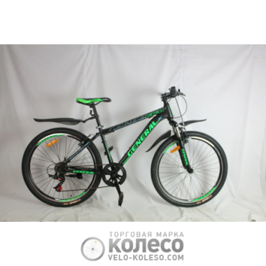 Велосипед 26" GENERAL 6,0 STEEL (7 sp) рама 16" зелено-чорний Велосипед 26" GENERAL 6,0 STEEL (7 sp) рама 16" зелено-чорний